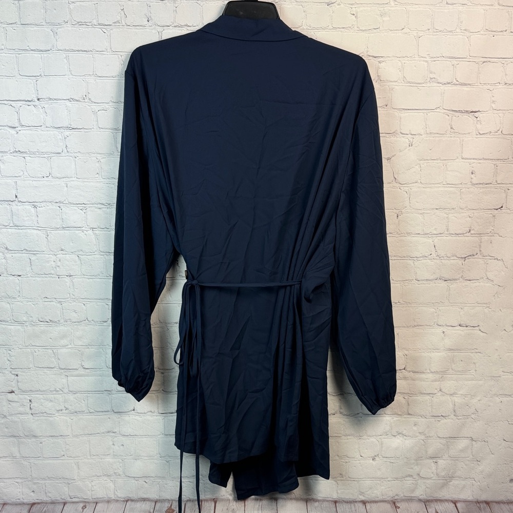 BloomChic Navy Button Detail Wrap Blouse Plus Sizes 5X 6X - Picture 6 of 8